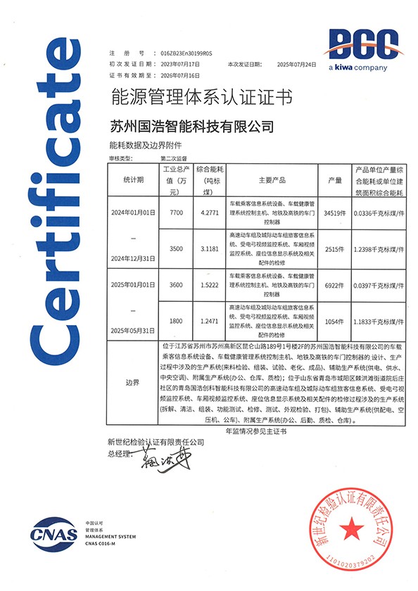 苏州国浩能源管理体系认证证书
